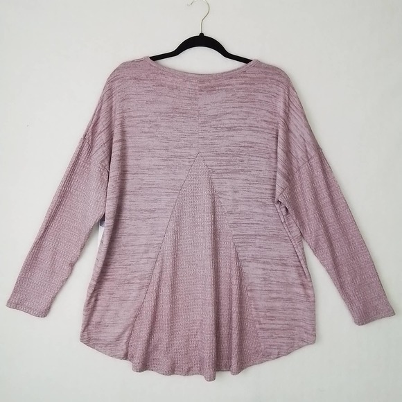 Peyton Primrose Womens Knit Top Sweater 1X Pink Long Sleeve Waffle Knit Scoop - Picture 2 of 9